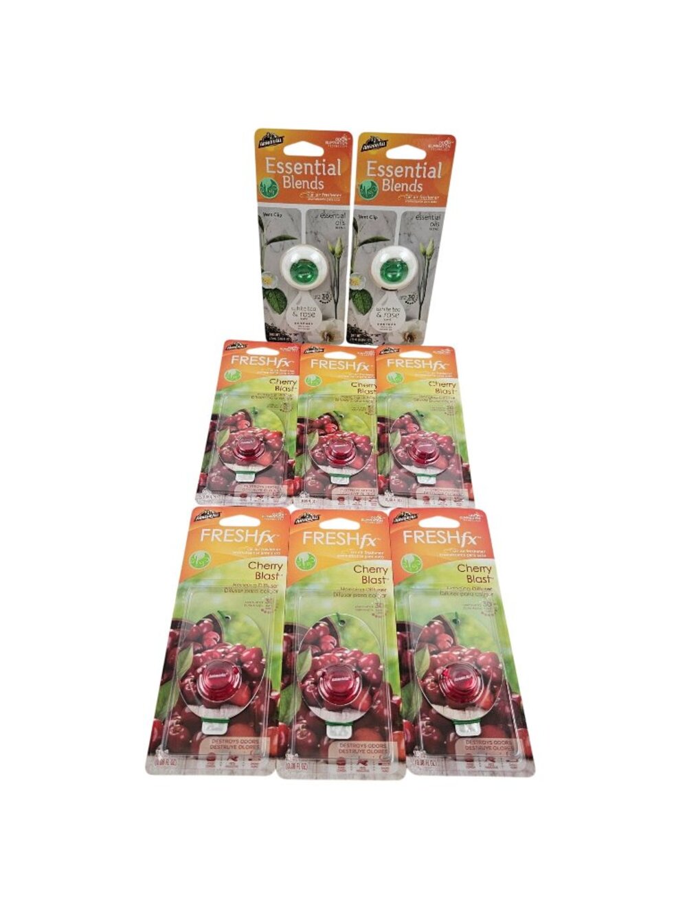 Armor All Air Freshener Bundle 2 Vent Clips White Tea & Rose 6 Hanging Cherry